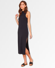 Sleeveless Mock Neck Midi Dress Black - PINK ARROWS