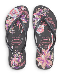 Slim Organic II Tropical Flower Rubber Flip Flops - PINK ARROWS