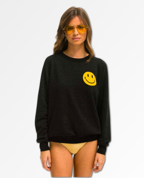 Smiley Black Women's Sweatshirt - miamidrugpossession