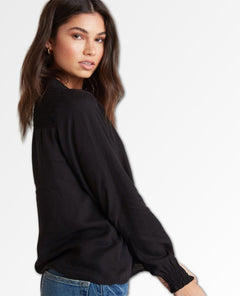 Smocked Yoke Blouse Black - clearpathherbicide