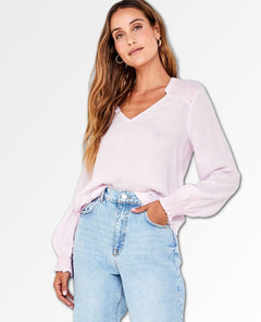 Smocked Yoke Blouse Pink - clearpathherbicide