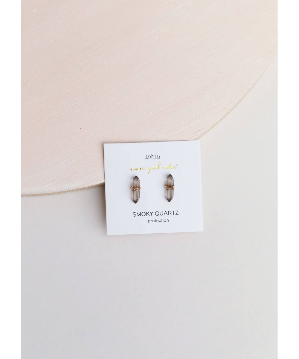 Smoky Quartz Mineral Point Hope Earrings - clearpathherbicide