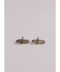 Smoky Quartz Mineral Point Hope Earrings - PINK ARROWS