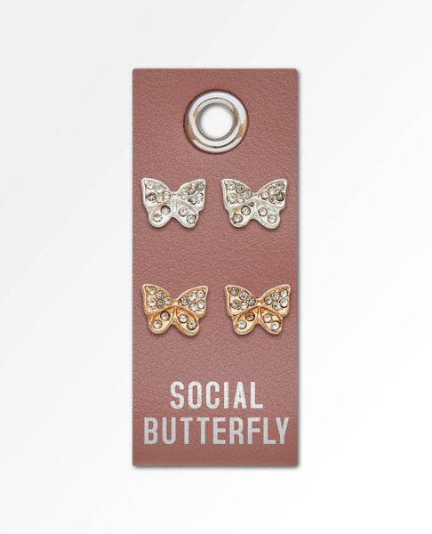 Social Butterfly Stud Earrings - miamidrugpossession