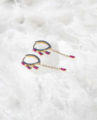 Sparklers Ruby Huggies 14K Gold - PINK ARROWS