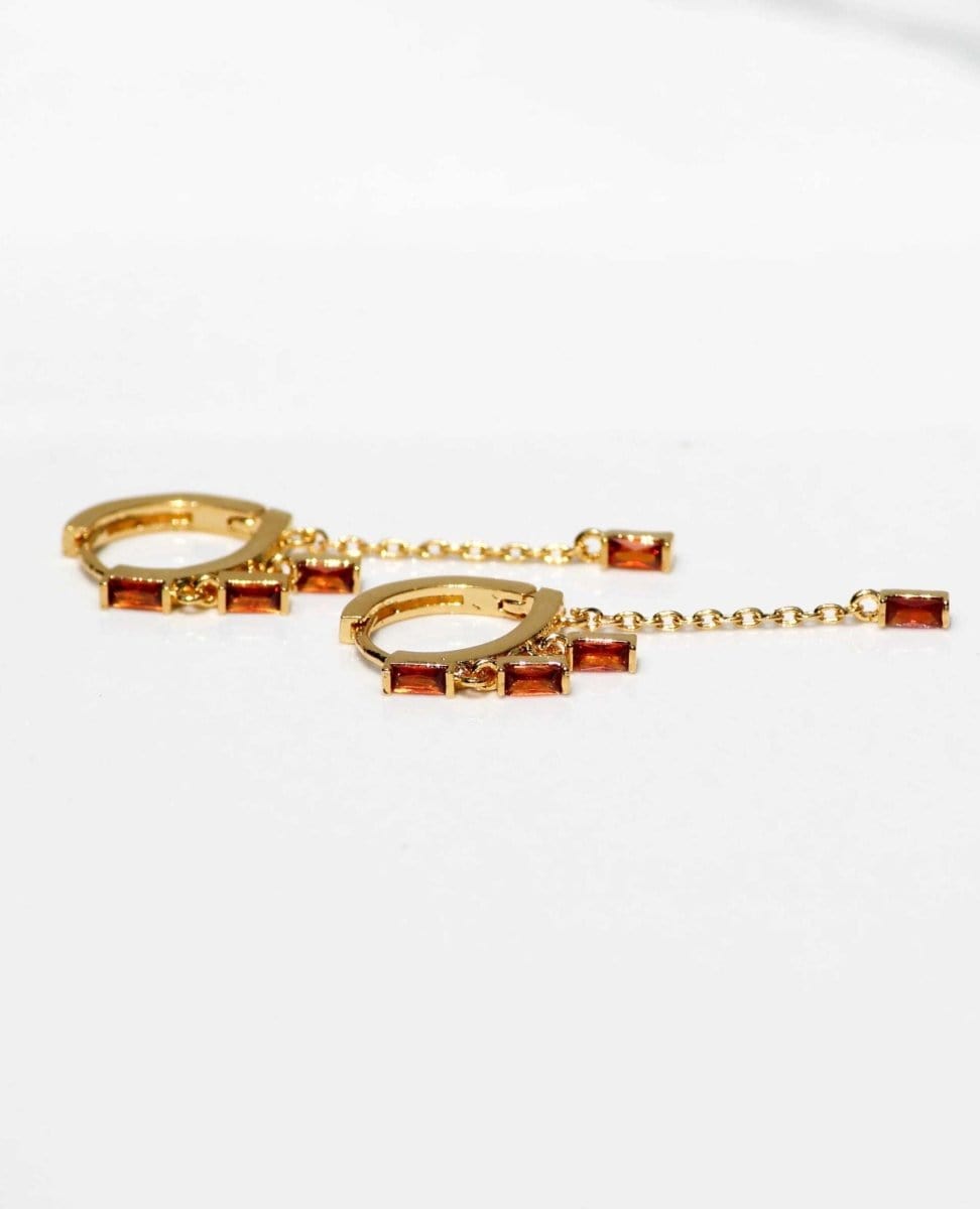 Sparklers Topaz Huggies 14K Gold - PINK ARROWS