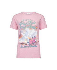 Spell Peaches Biker Tee Pink - PINK ARROWS