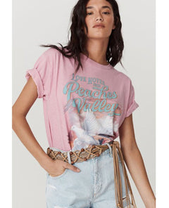 Spell Peaches Biker Tee Pink - PINK ARROWS