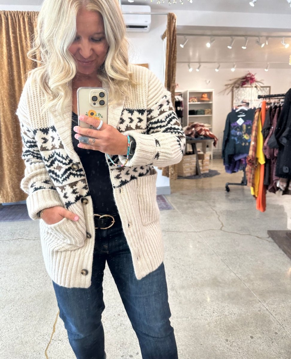 Spencer Cardigan Aztec Border - miamidrugpossession