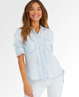 Split Back Button Down Desert Sky Wash - miamidrugpossession