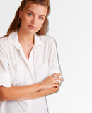 Split Back Button Down White - miamidrugpossession