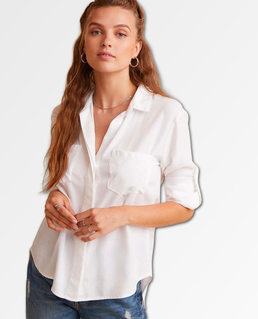 Split Back Button Down White - miamidrugpossession