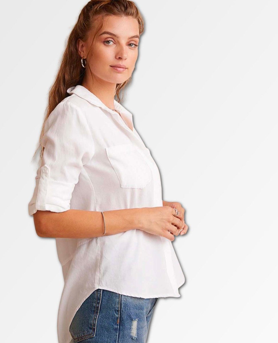 Split Back Button Down White - clearpathherbicide