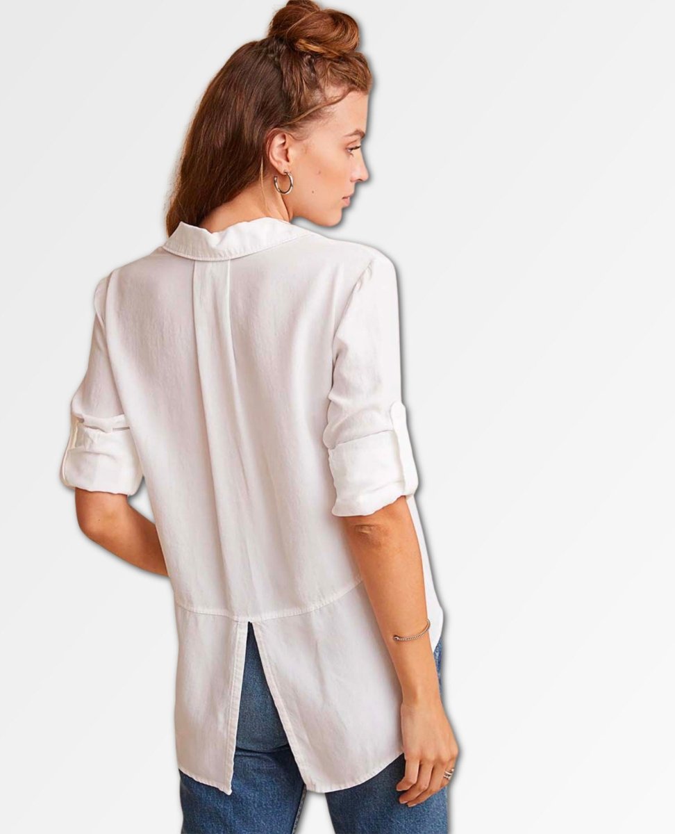 Split Back Button Down White - miamidrugpossession