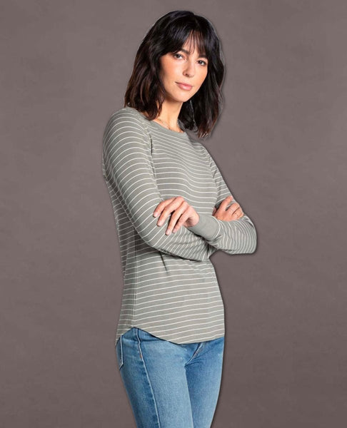 Stacey Striped Long Sleeve Light Olive - miamidrugpossession