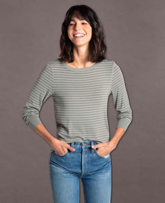 Stacey Striped Long Sleeve Light Olive - miamidrugpossession