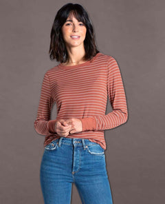 Stacey Striped Long Sleeve Rustic Brown - clearpathherbicide