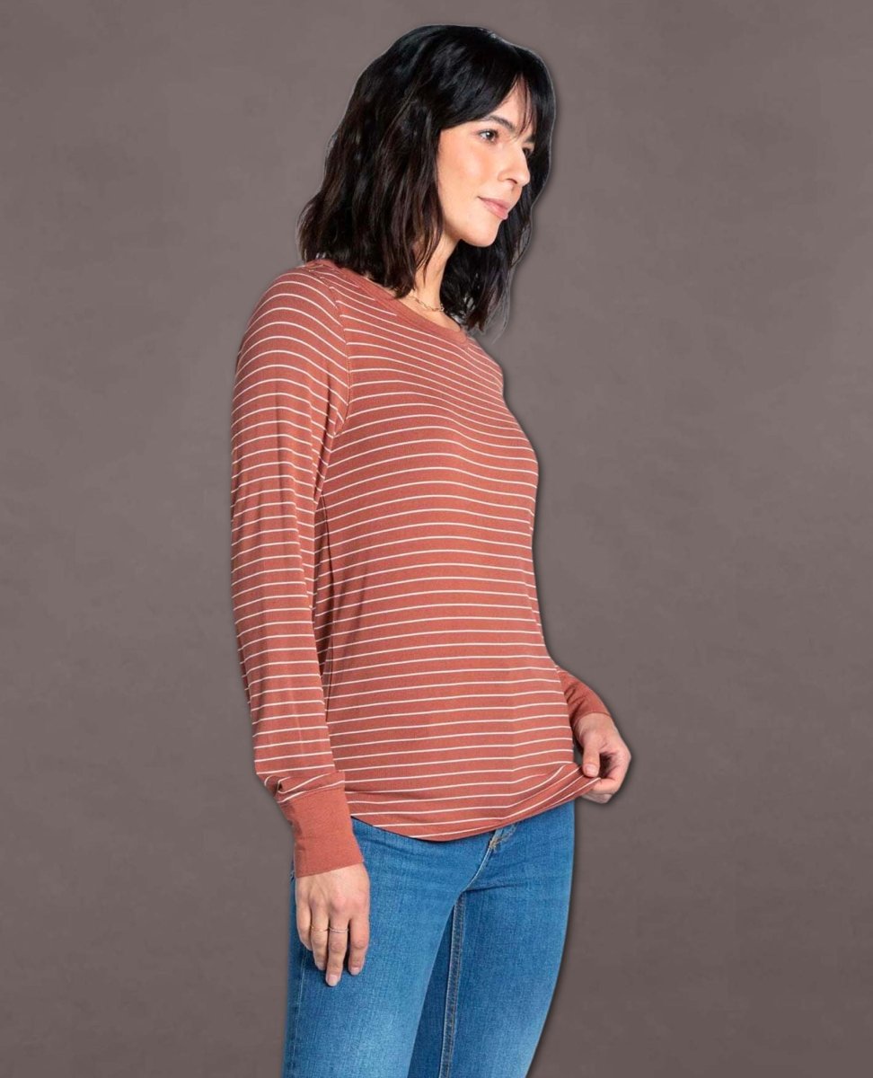 Stacey Striped Long Sleeve Rustic Brown - clearpathherbicide