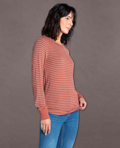 Stacey Striped Long Sleeve Rustic Brown - clearpathherbicide