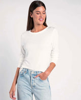 Stacy Long Sleeve Tee White - miamidrugpossession