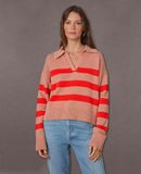 Striped Cotton Cashmere Sweater Pink Flame - miamidrugpossession