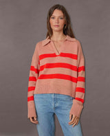 Striped Cotton Cashmere Sweater Pink Flame - miamidrugpossession