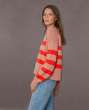 Striped Cotton Cashmere Sweater Pink Flame - miamidrugpossession