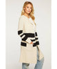 Striped Open Front Duster W/ Pockets - miamidrugpossession