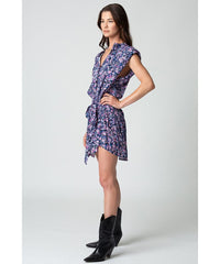 Strong Shoulder Mini Dress Blue Combo - PINK ARROWS