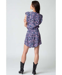 Strong Shoulder Mini Dress Blue Combo - PINK ARROWS