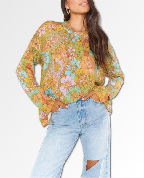 Sue Pocket Sweater Groovy Blooms - miamidrugpossession