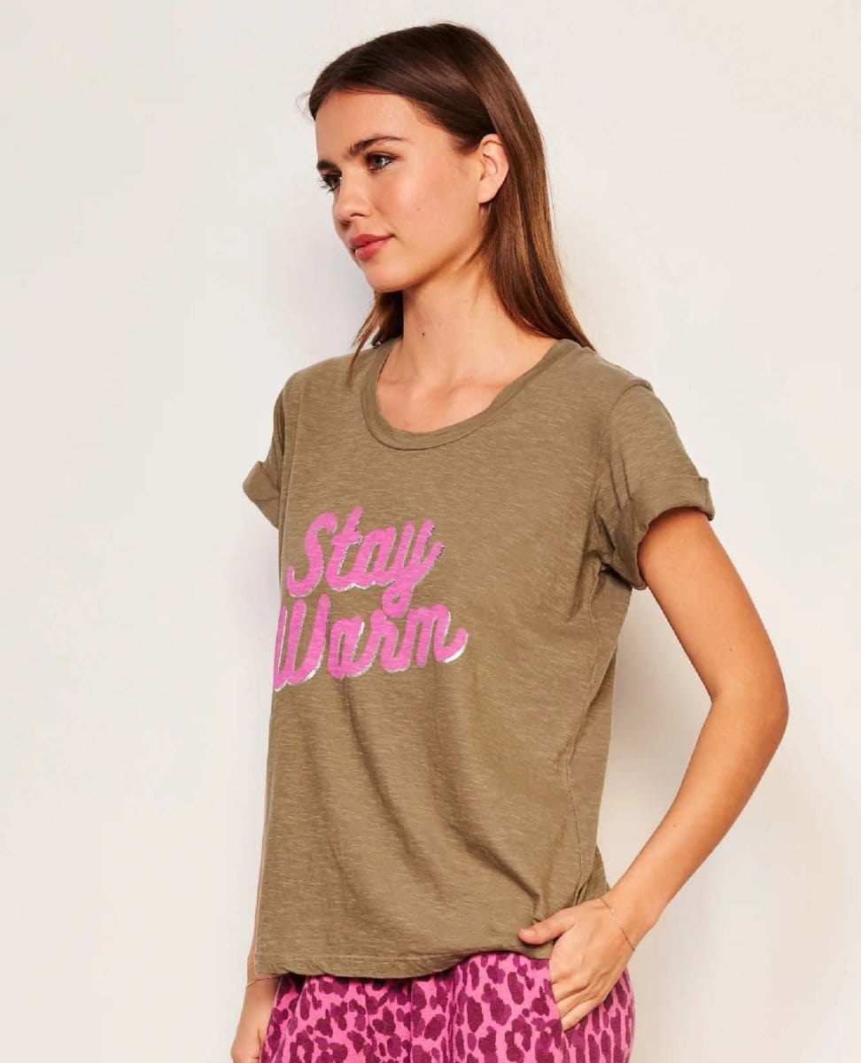 Sundry Stay Warm Tee Fern - PINK ARROWS