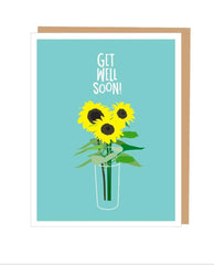 Sunflowers Get Well Card - PINK ARROWS