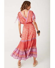 Sunshine Bandit Tie Gown Cayenne - PINK ARROWS