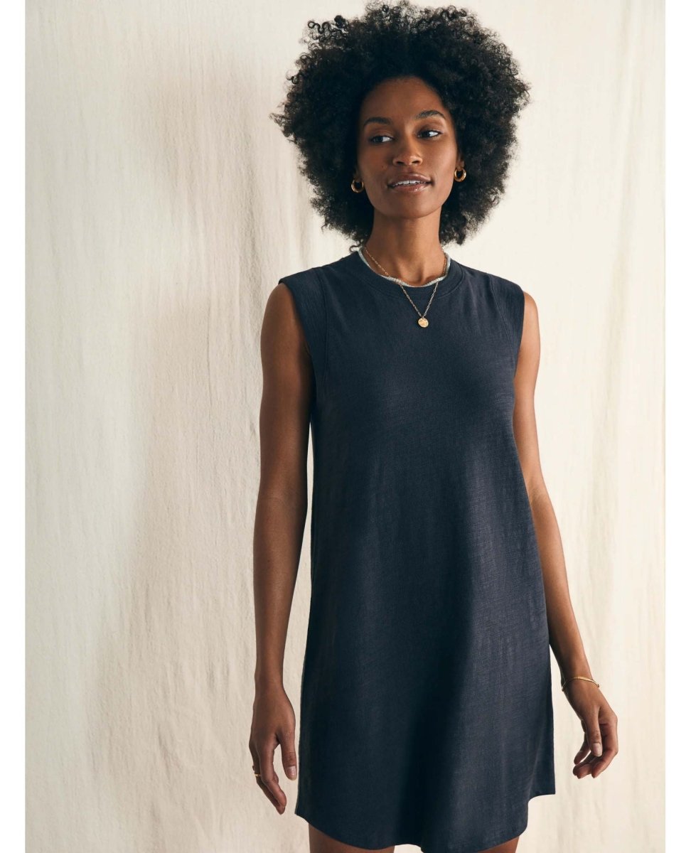 Sunwashed Slub Muscle Dress Washed Black - miamidrugpossession