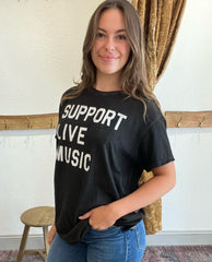 Support Live Music Tee Black - PINK ARROWS