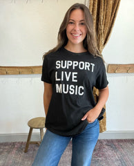 Support Live Music Tee Black - PINK ARROWS