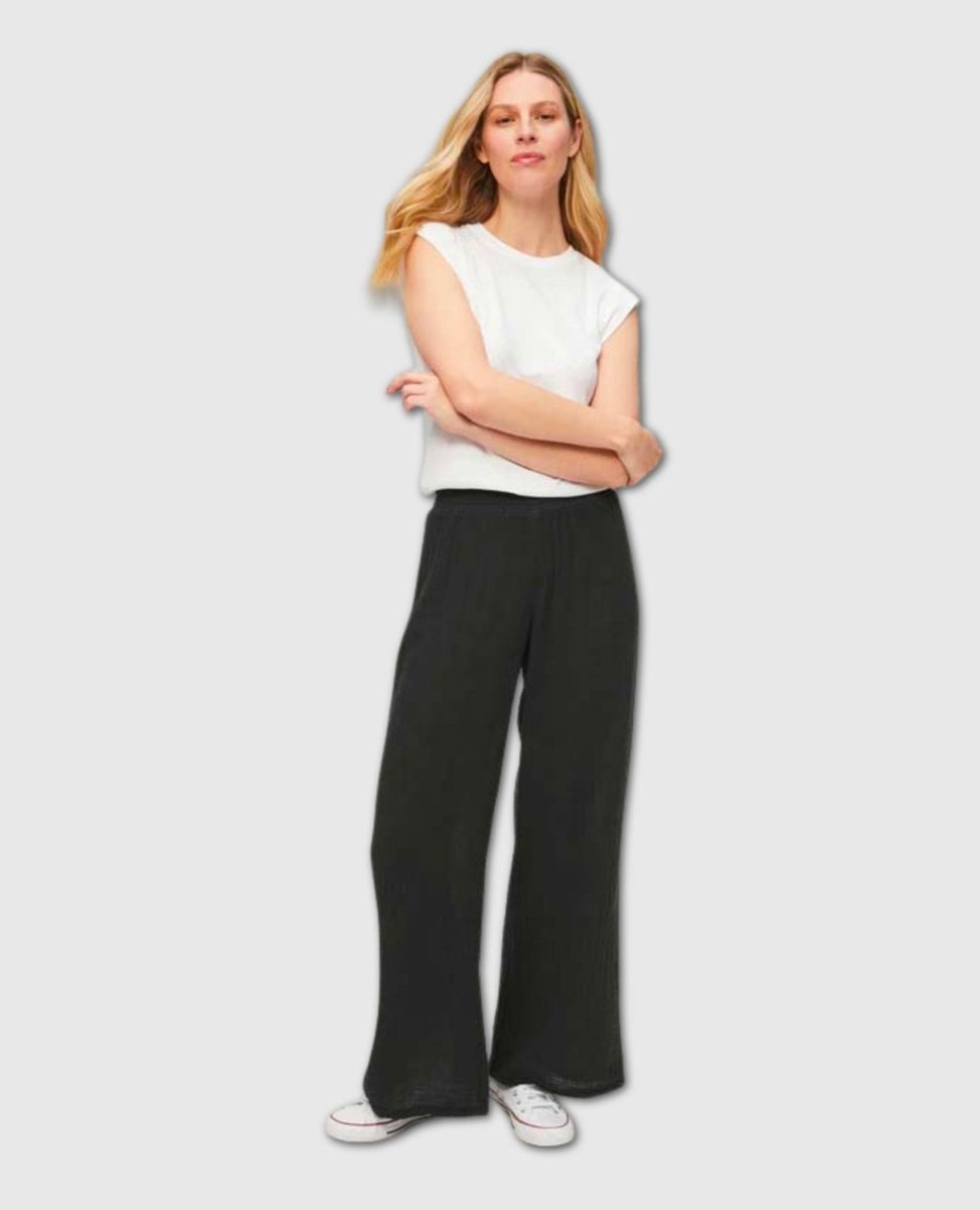 Susie Smocked Wide Leg Pant Black - clearpathherbicide