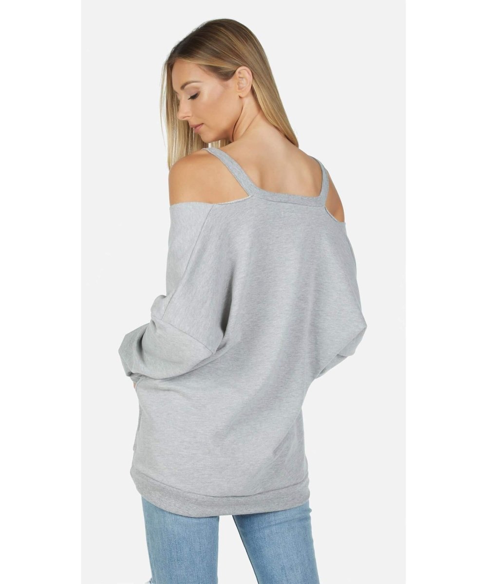 Swanson Long Sleeve Cutout V - Neck Grey - miamidrugpossession