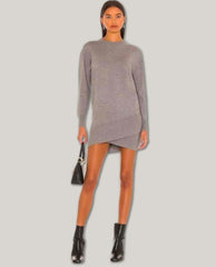 Sweater Tunic Dress Grey - PINK ARROWS