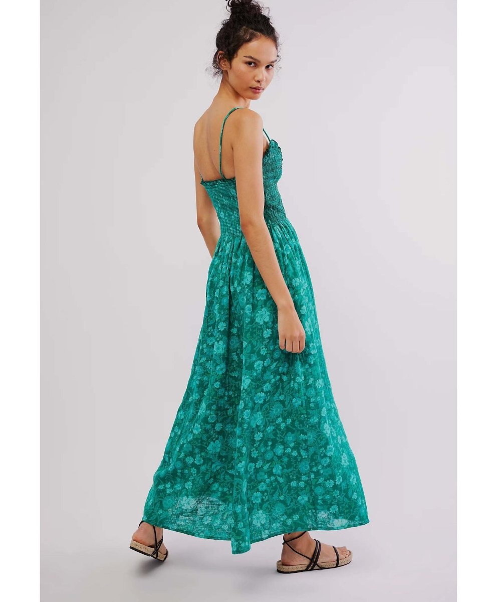 Sweet Nothings Midi Dress Green Print - clearpathherbicide