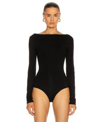 Sylvi Square Back Bodysuit Black - PINK ARROWS