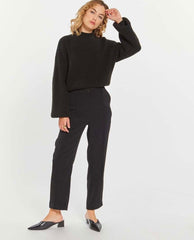 Tailored Straight Cut Black Doris Pant - PINK ARROWS