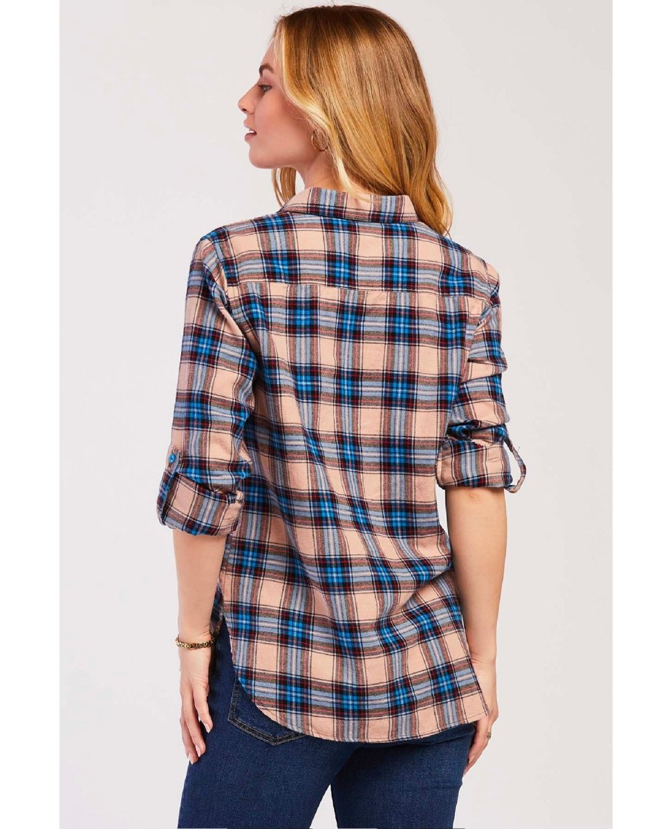 Talma Flannel Peach Check - miamidrugpossession