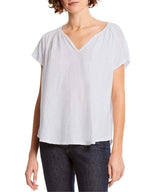 Tammy Shirred Notch Neck Top Zen Blue - miamidrugpossession