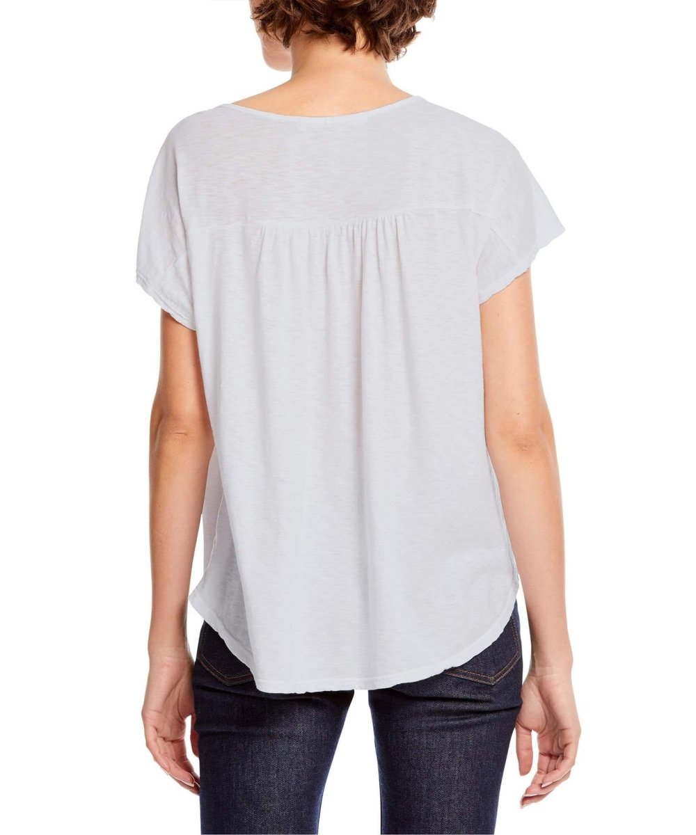 Tammy Shirred Notch Neck Top Zen Blue - miamidrugpossession