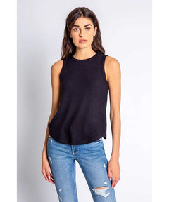 Textured Rib Tank Black - miamidrugpossession