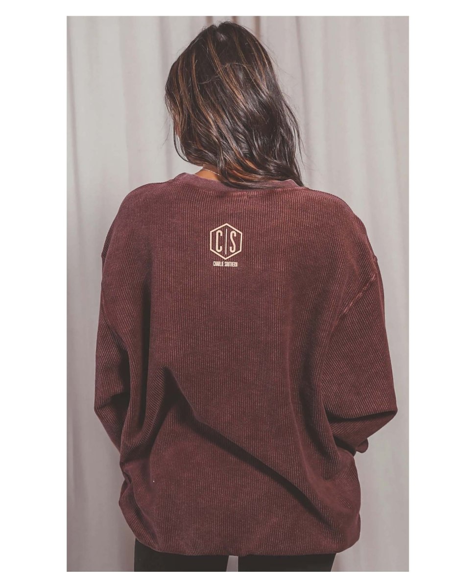 Thankful Corded Sweatshirt - PINK ARROWS