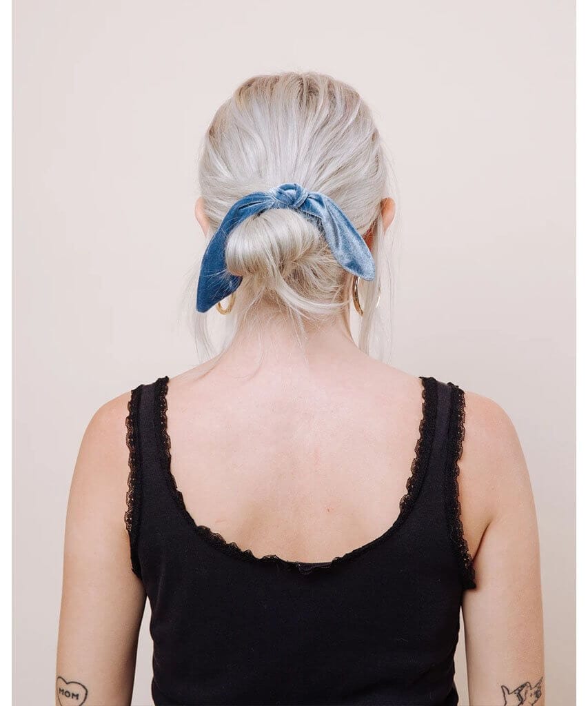 The Mariska Tie Scrunchie Light Blue Velvet - miamidrugpossession