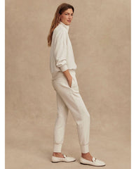 The Slim Cuff Pant 27.5" Ivory Marl - PINK ARROWS